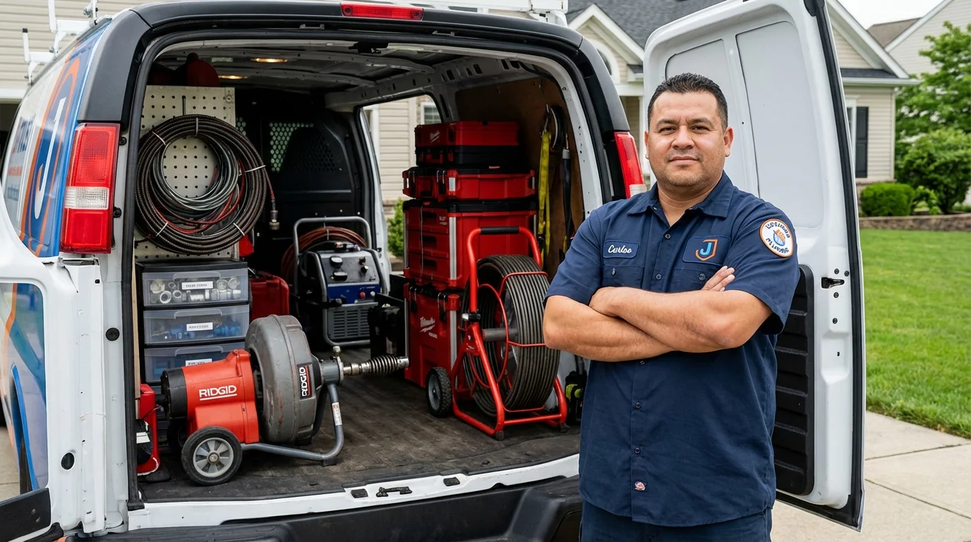 Professional drain cleaning equipment and Johns Plumbing LLC plumber in Dollar Bay