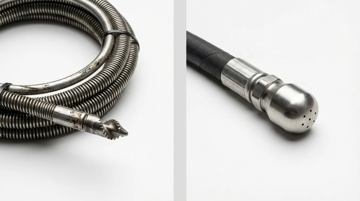 Drain snake cable and hydro jetting nozzle used for drain cleaning in Dollar Bay, MI