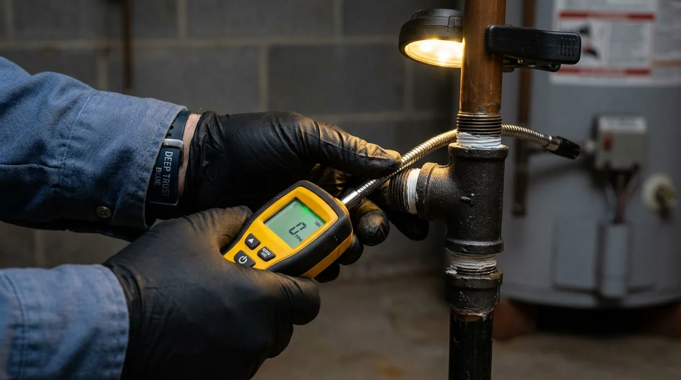 Gas leak detection with electronic sniffer by Johns Plumbing LLC in Dollar Bay